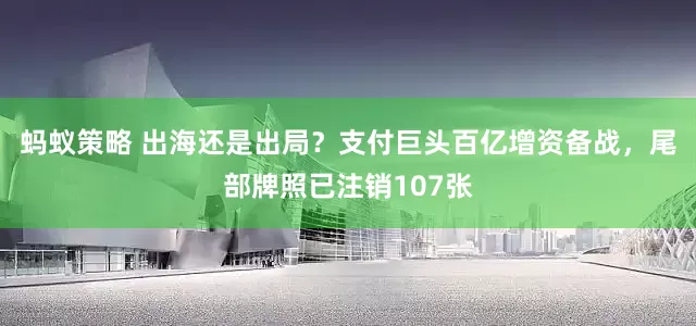 蚂蚁策略 出海还是出局？支付巨头百亿增资备战，尾部牌照已注销107张